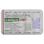 ラミブジン(エピビル/ ゼフィックスジェネリック), Lamivir HBV, 100mg 錠 (Cipla)　包装裏面